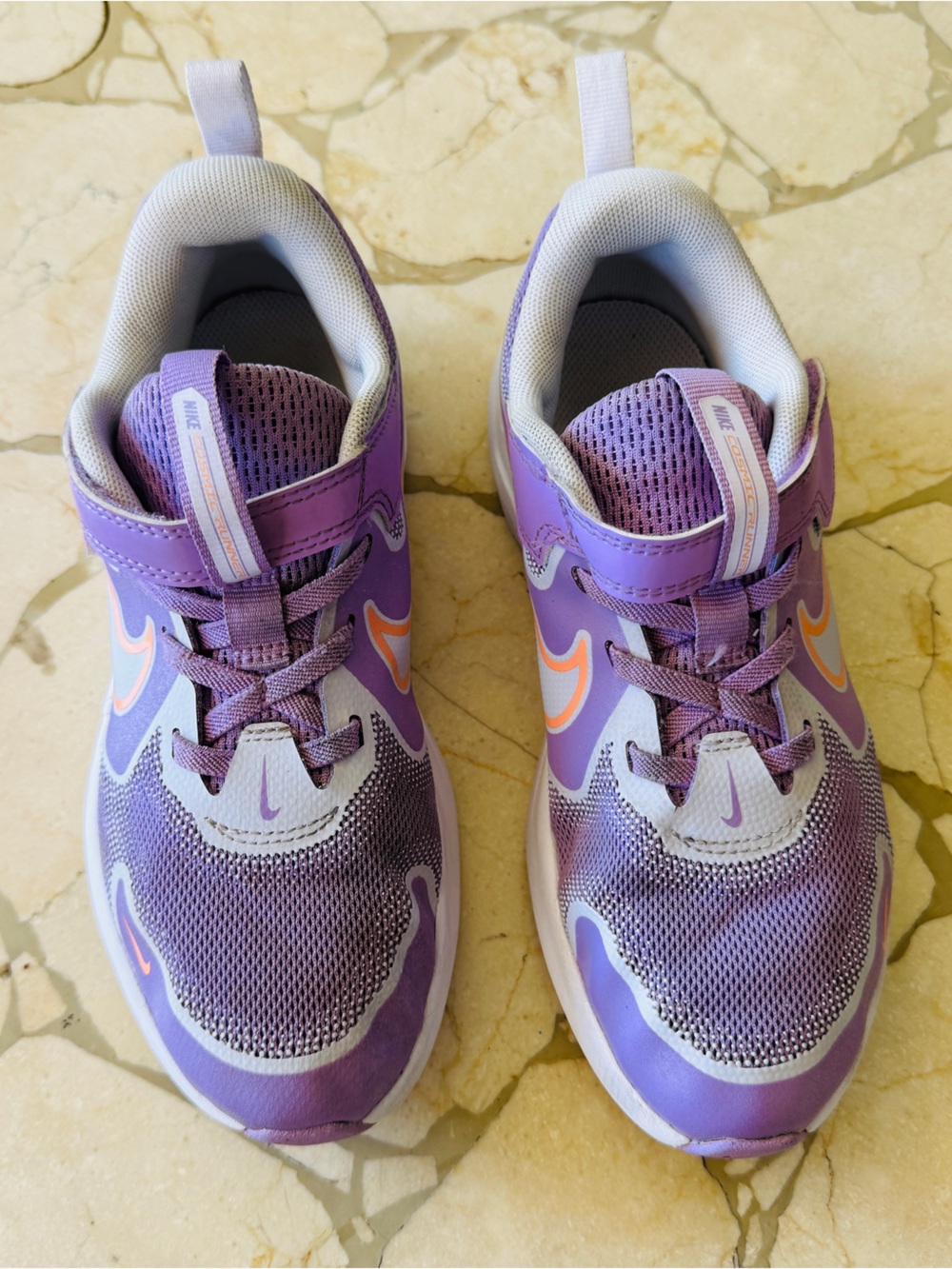 Nike Kids Cosmic Runner Purple Sneakers with Orange Swoosh Accent Size 2Y
